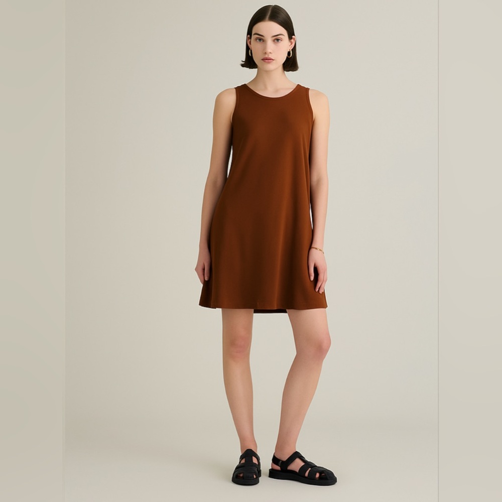 Quince‎ TENCEL™ Sleeveless Swing Dress Brown Size Medium
